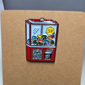 Retro Arcade Claw Machine Enamel Pin - Red and Blue